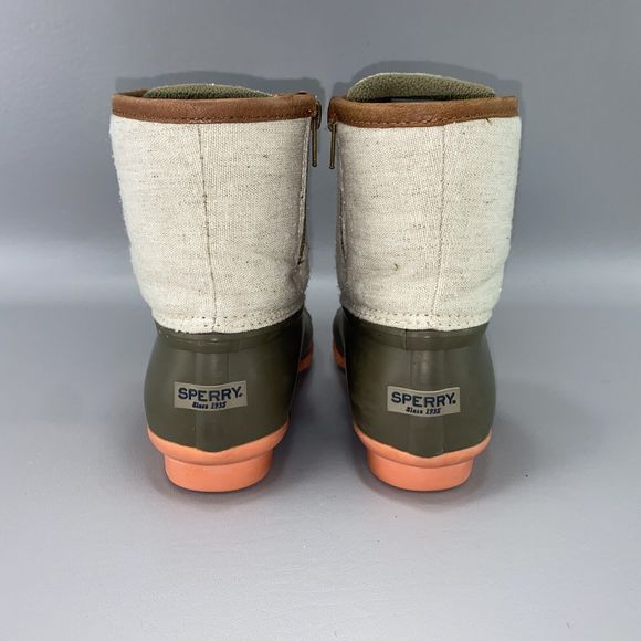 Sperry Top-Sider Boots‎ Womens 8M Green/Cream Waterproof Rubber Duck Zip Preppy - Picture 4 of 12